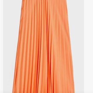 Jcrew pleated midi skirt in coastal orange